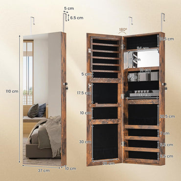 110 cm Jewelry Mirror Cabinet with Full-length Mirror and Interior Makeup Mirror