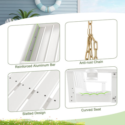 HDPE Porch Swing with Hidden Cup Holder and Adjustable Secure Chains