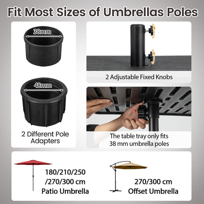 3-in-1 Patio Umbrella Base with Adjustable Tray and Weighted Bag