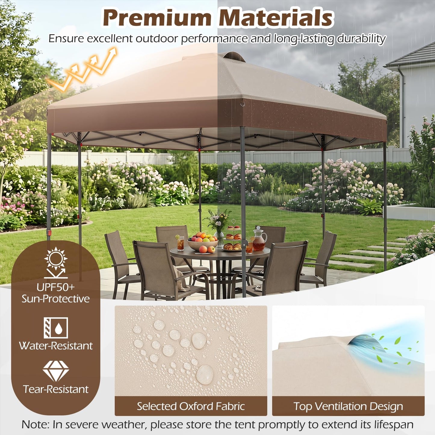 Pop up Garden Gazebo, 3.6 x 3.6m Height Adjustable Canopy Tent