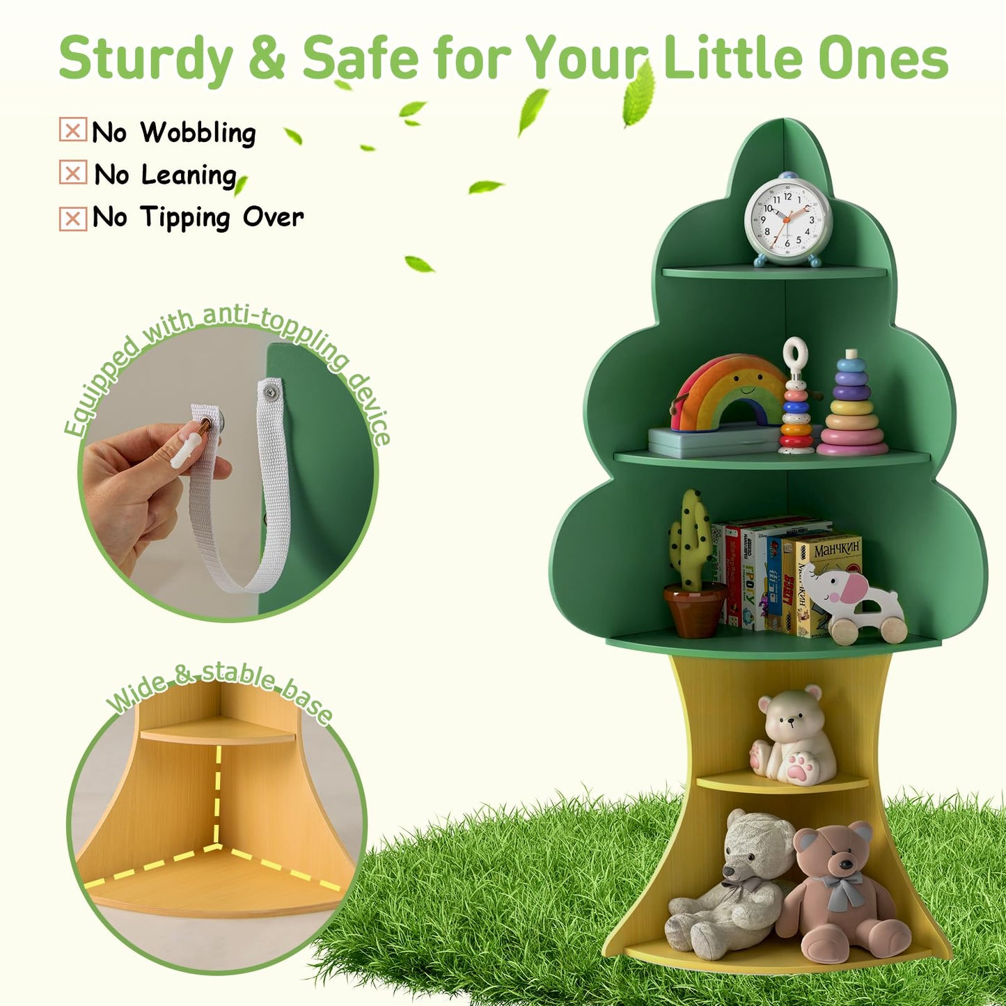 Tree Bookshelf for Kids 5-Tier Children Book Display Rack