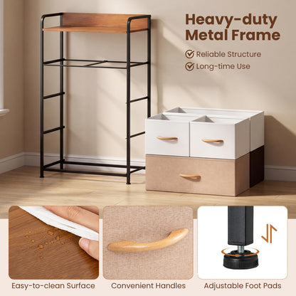 5-Drawer Tall Narrow Fabric Dresser with Removable Fabric Bins