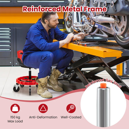 Mechanic Stool on Wheels with 71-83 cm Adjustable Height and Tool Tray Storage