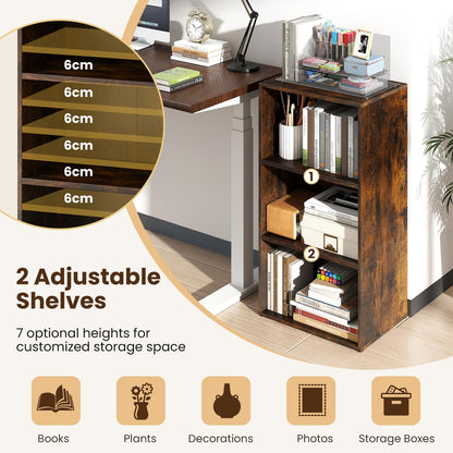 3-Tier Bookcase (42 x 29.5 x 80 cm,White) | Wooden Compact Storage Bookshelf