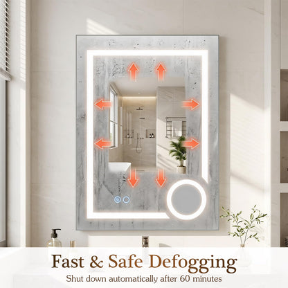 500x700mm Bathroom Mirror with LED Lights, 3x Magnifier, Anti-Fog