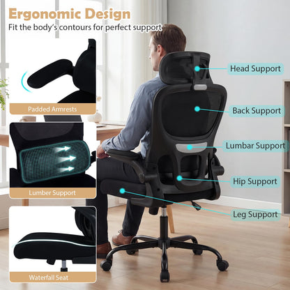 Mesh Office Chair, Ergonomic High Back Swivel Computer Desk Chair