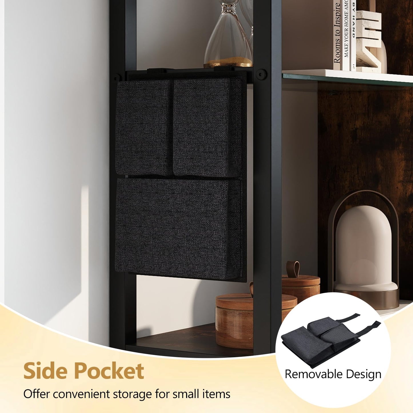 107 CM Industrial Floating Shelves 6-Tier Wall Mounted Shelf with 8 S-Hooks