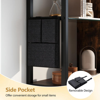 107 CM Industrial Floating Shelves 6-Tier Wall Mounted Shelf with 8 S-Hooks