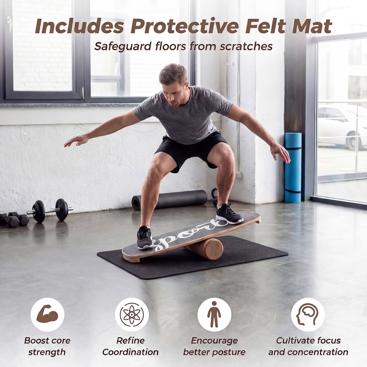 Wooden Balance Board, Surfing Skate Balance Trainer