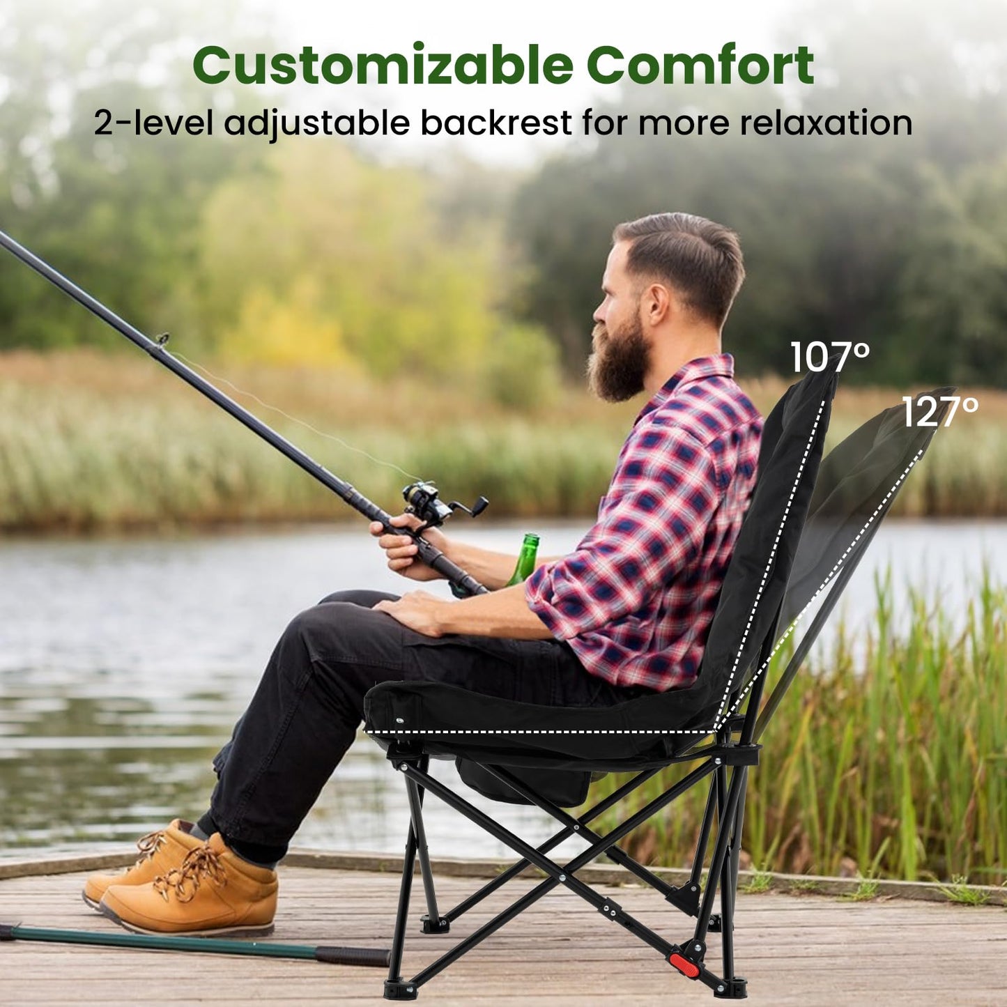Folding Camping Chair, Lightweight Director Chair with Storage Pocket and Carrying Bag