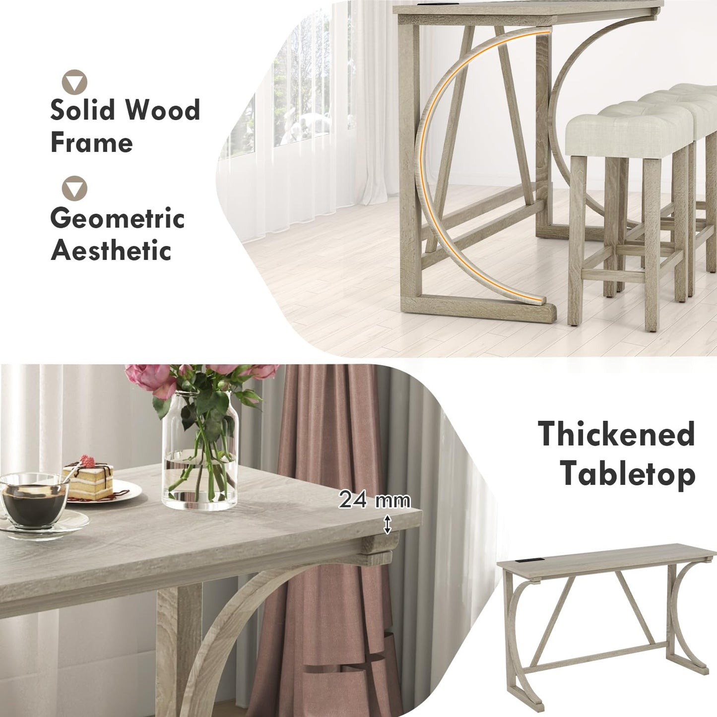 4-Piece Height Bistro Table and Saddle Seat Stools with Power Outlet