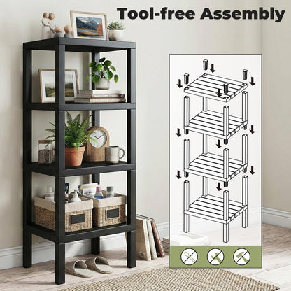 4-Tier Plastic Storage Shelf Freestanding Utility Rack