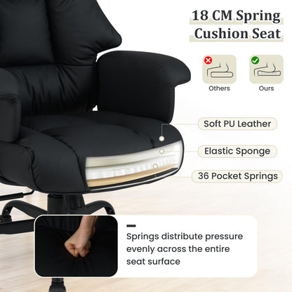 Ergonomic Office Chair with Spring Cushion Seat and Tilting Backrest
