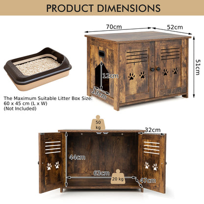 Industrial Wooden Kitty Hidden Washroom Toilet with Side Entrance and Cutout Handle