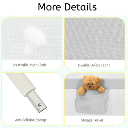 145cm Height Adjustable Bed Rail with Storage Pocket and Safety Lock