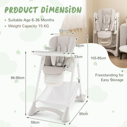 Folding Infants Highchair with Storage Basket
