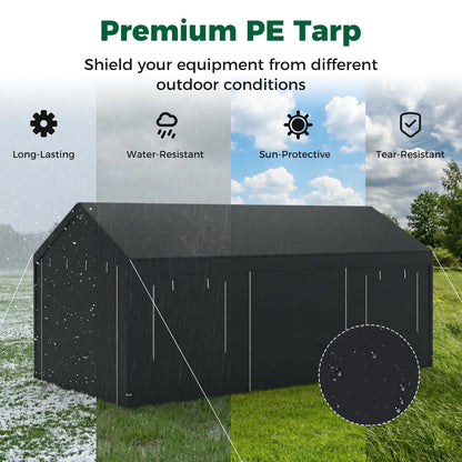 10 x 20FT Carport, Heavy Duty Car Canopy with Water-Resistant PE Tarp