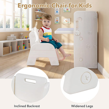 Kids Desk and Chair Set with Side Bookshelves and Whiteboard