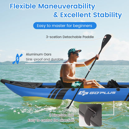 2 Person Inflatable Kayak Set with Aluminum Oars and Padded Seat
