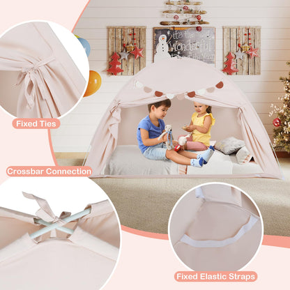 Foldable and Portable Canopy Tent on Twin Bunk Bed with 2 Windows