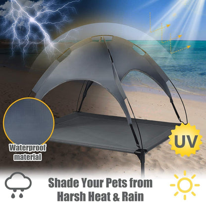 Steel Frame Elevated Pet Cot with Removable Canopy