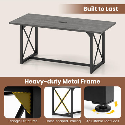 180 CM Conference Table for 6-8 People with Heavy-Duty Metal Frame