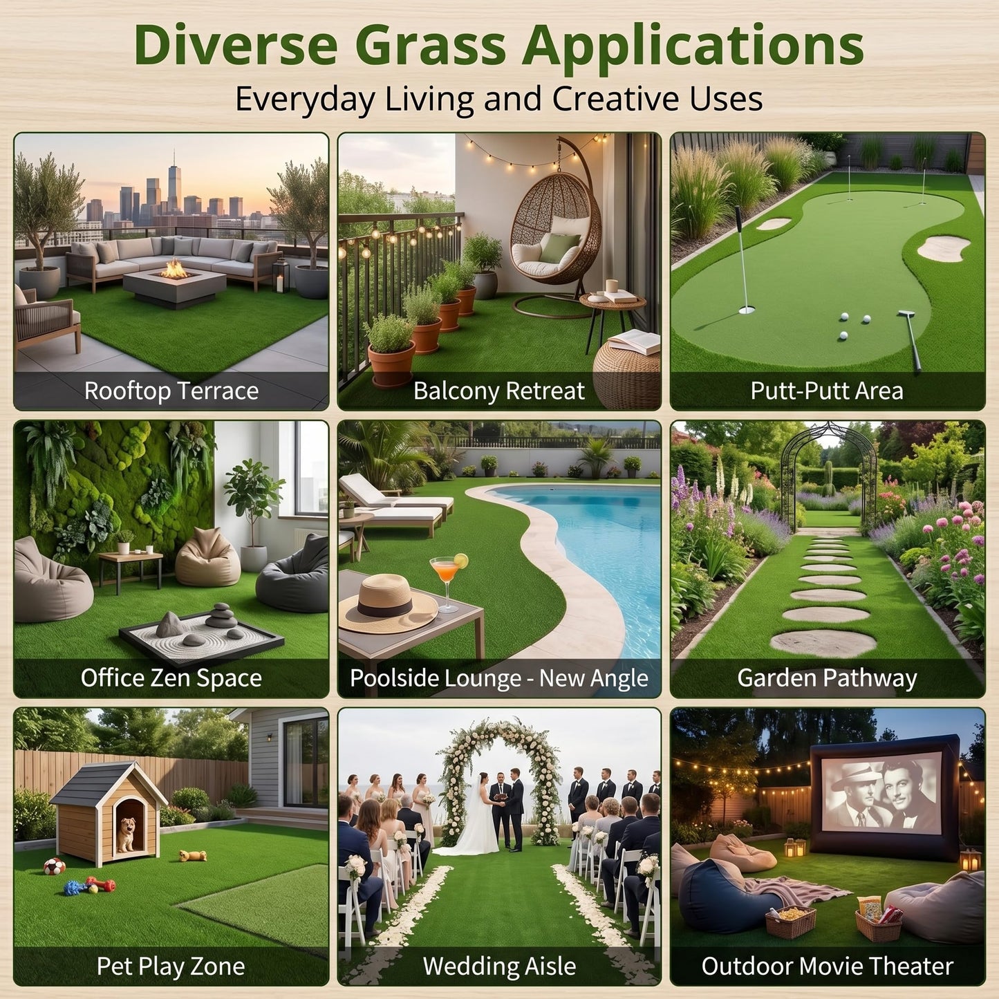 GiantexUK 5M x 1M Artificial Grass, 7/20 mm Pile Height Fake Grass Turf