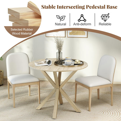 90CM Wood Dining Table with Intersecting Pedestal Base