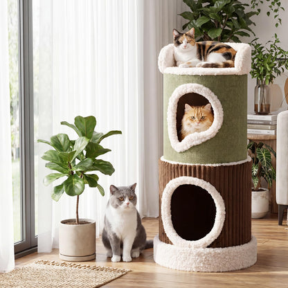 Cat House for Indoor Cats, Multi-Level Cat Tower with Top Perch