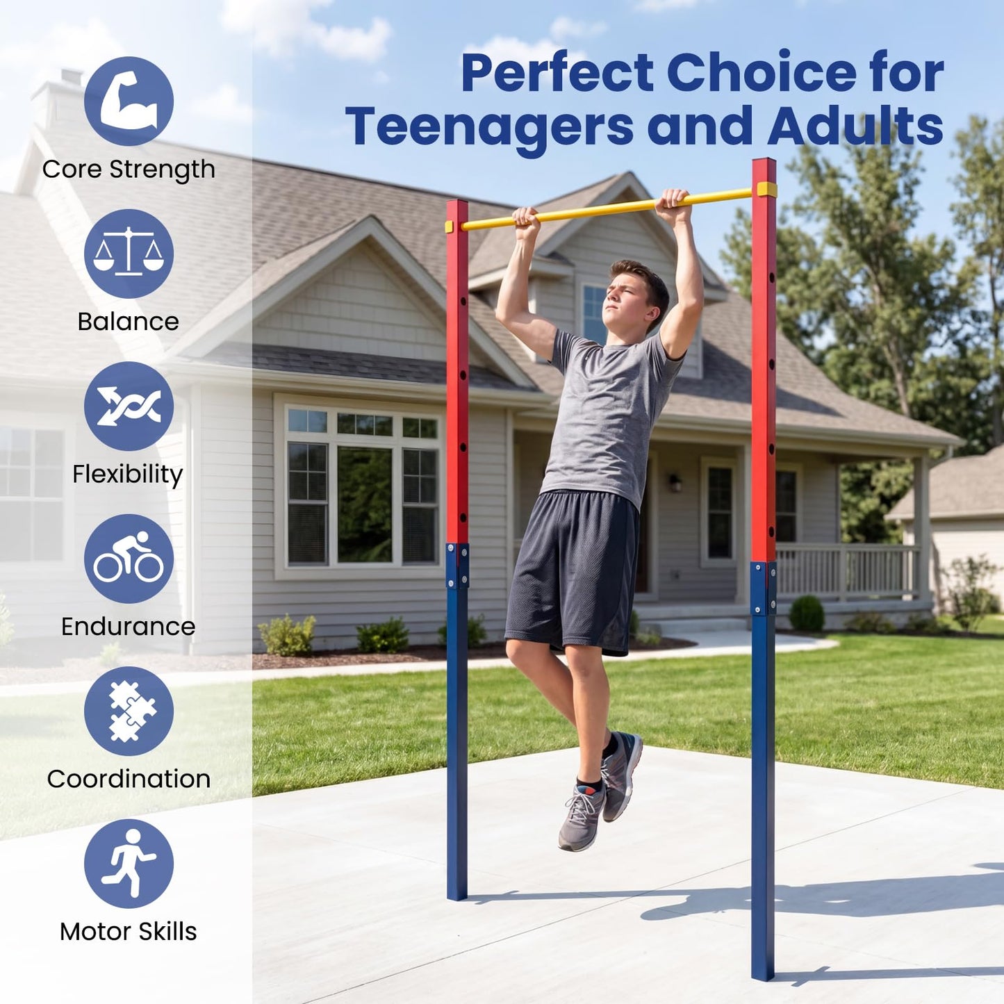 Outdoor In-Ground Pull Up Bar Station, Heavy Duty Metal Chin Up Bar