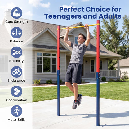 Outdoor In-Ground Pull Up Bar Station, Heavy Duty Metal Chin Up Bar