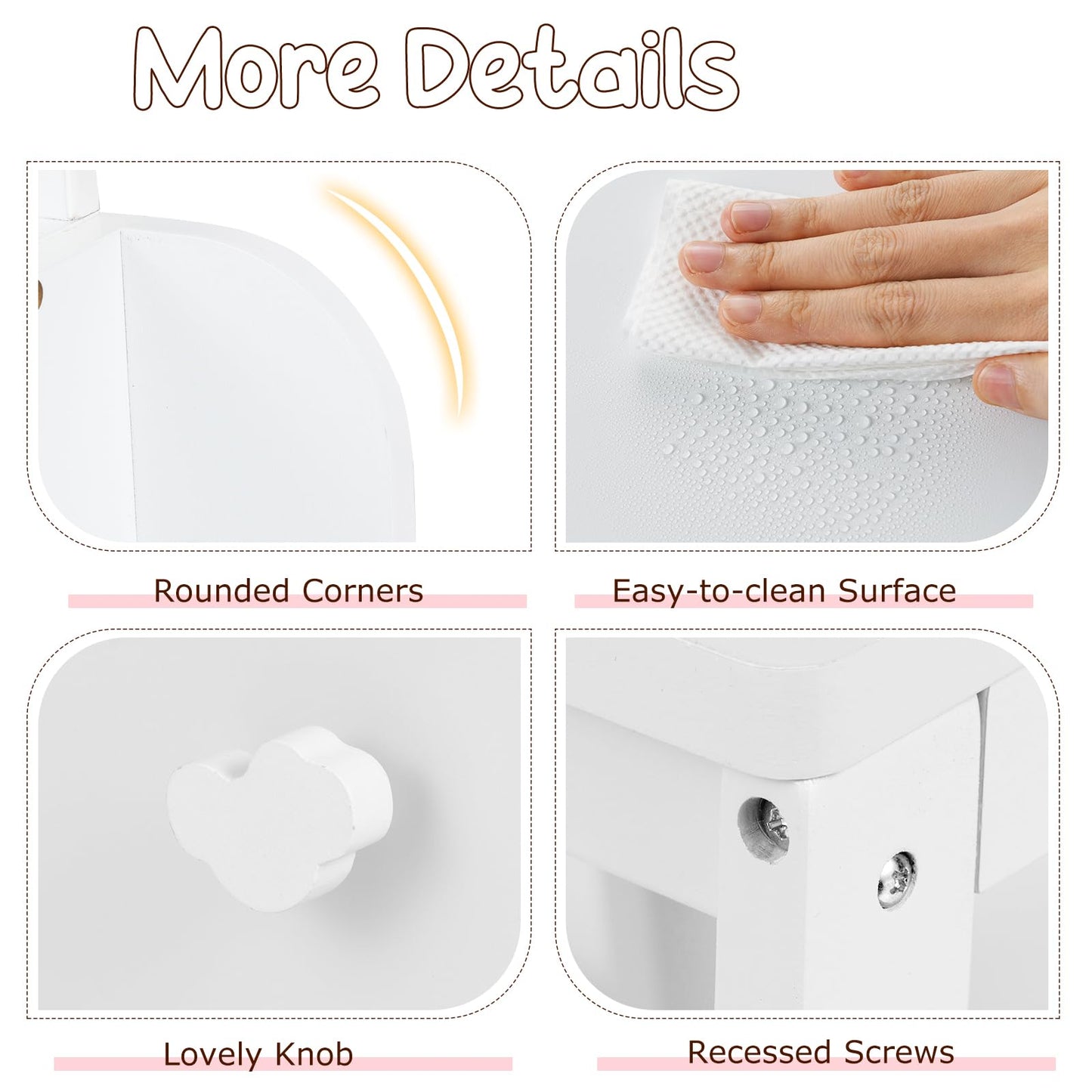 Kids Vanity Table and Chair Set with Lighted Mirror Open Storage Shelves