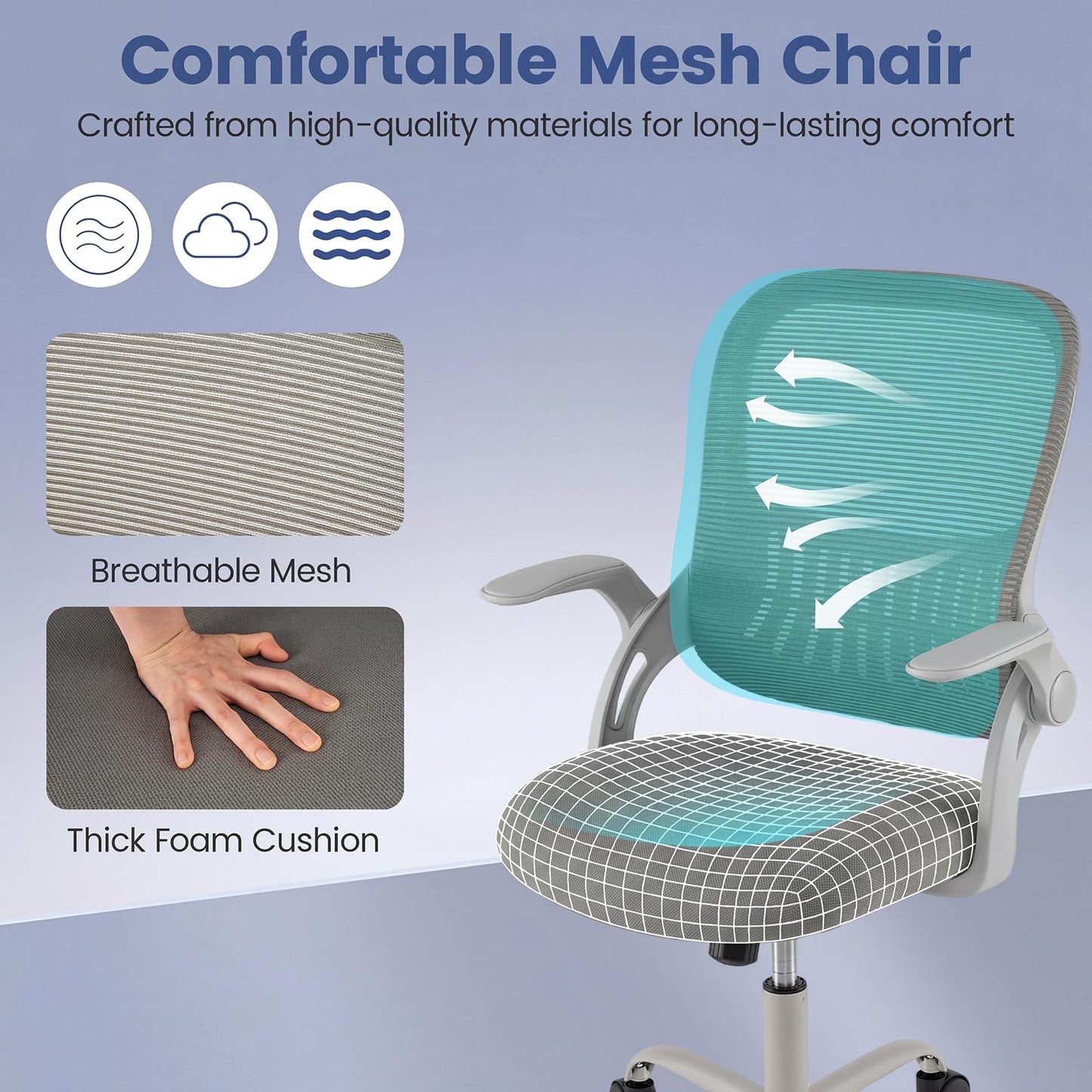 Mesh Office Chair, Height Adjustable Swivel Computer Desk Chair