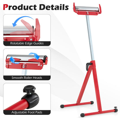 2-Pack Folding Roller Stands, 115KG Load Capacity Per Stand, 72-114cm Adjustable Height