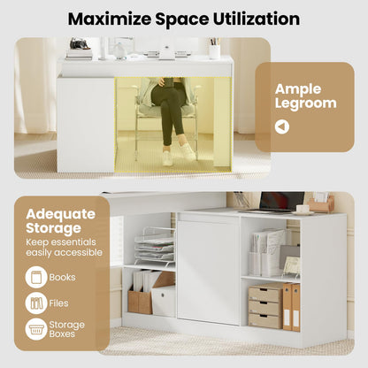 120CM Reversible Corner Writing Desk with 2-Way Cabinet