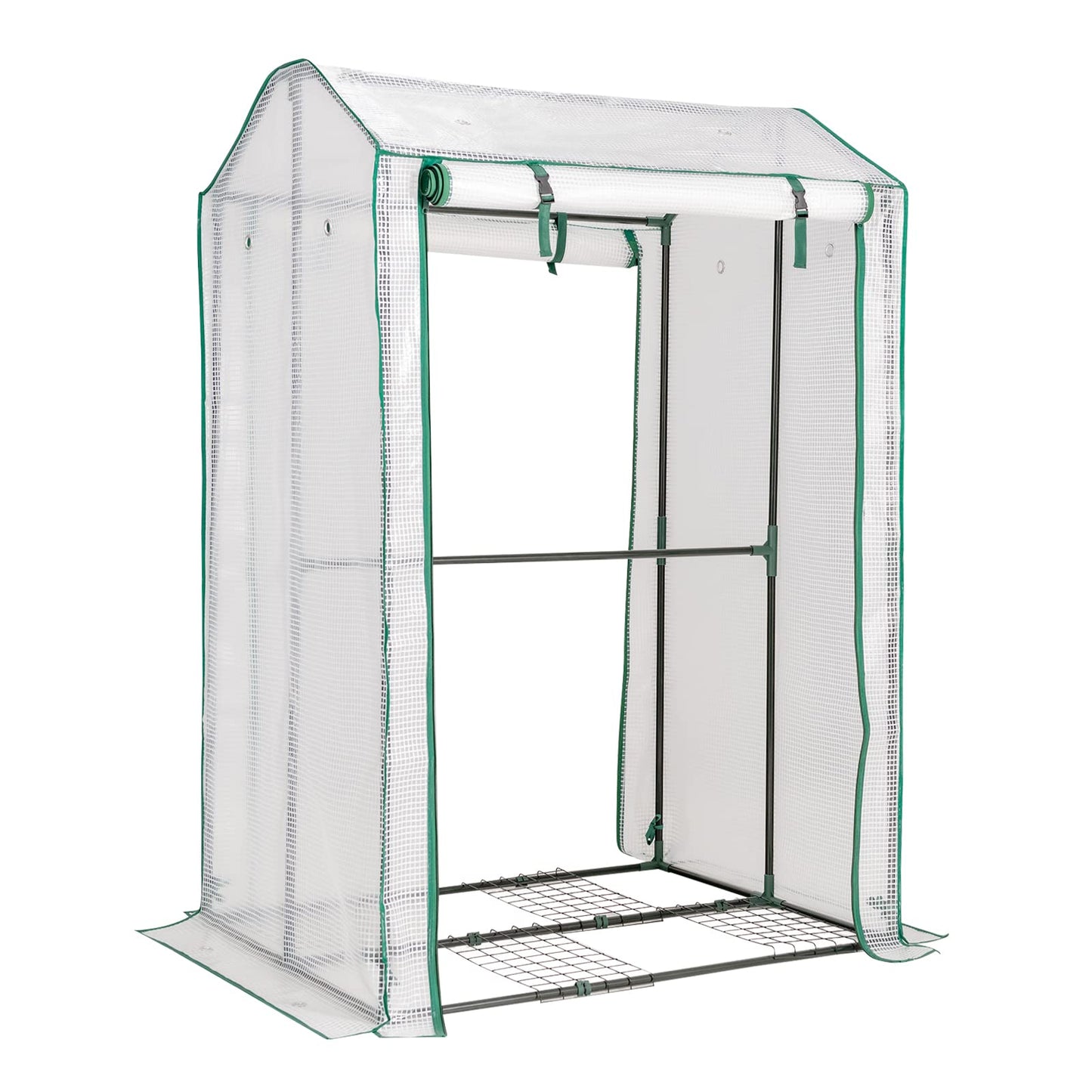 Garden Grow Green House with 4 Shelves and Roll-up Zippered Door