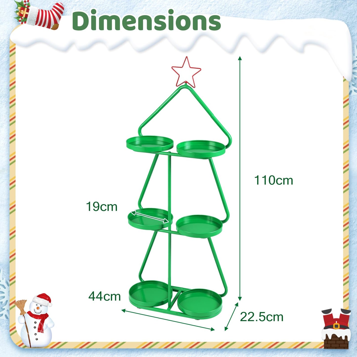 Christmas Plant Stand 3-Tier Tree-Shaped Side Table