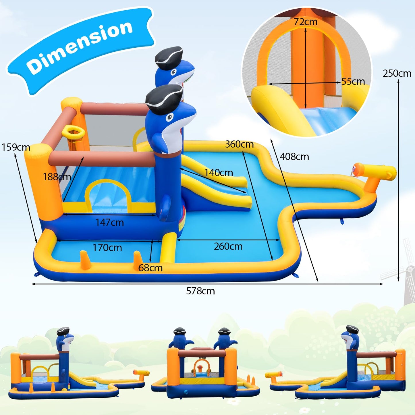 7-In-1 Water Slide Park with Splash Pool