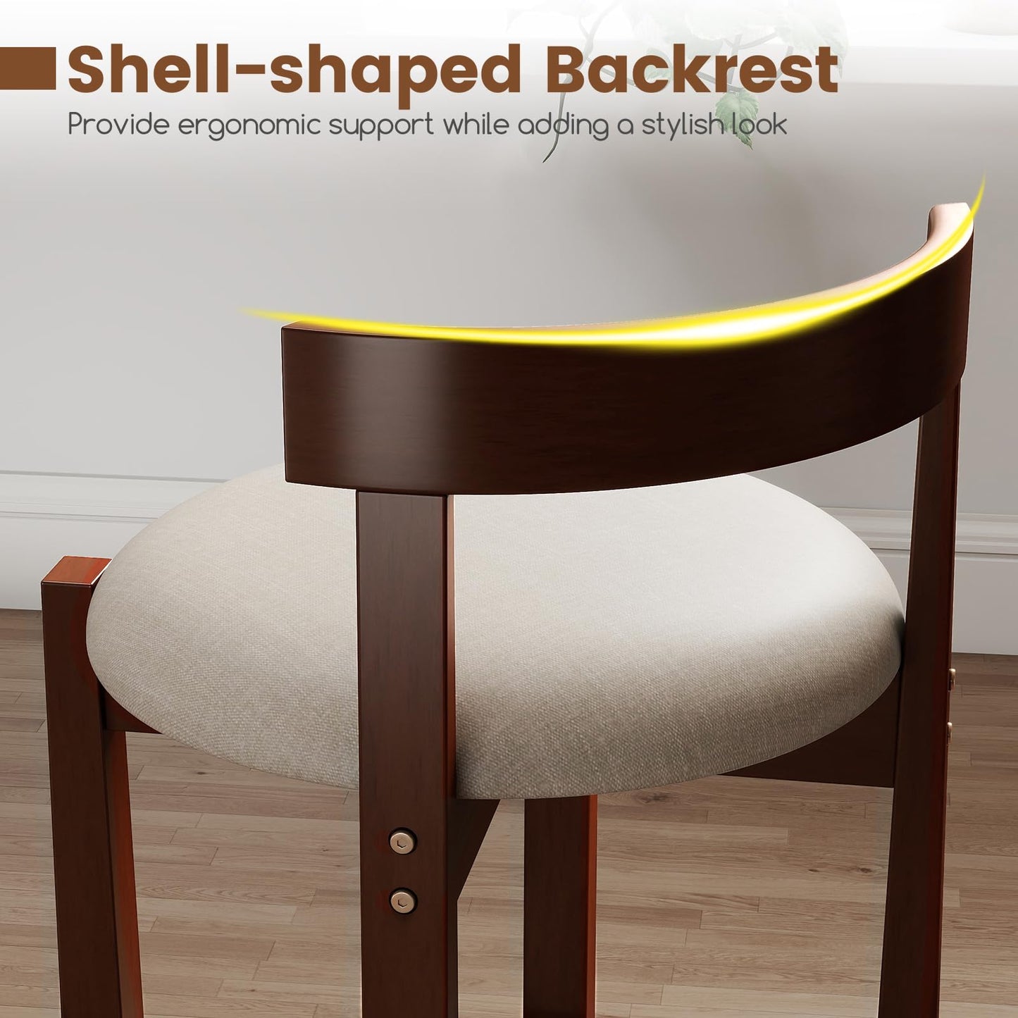 62cm Counter Height Bar Stools Set of 2 with Backrests and Footrests