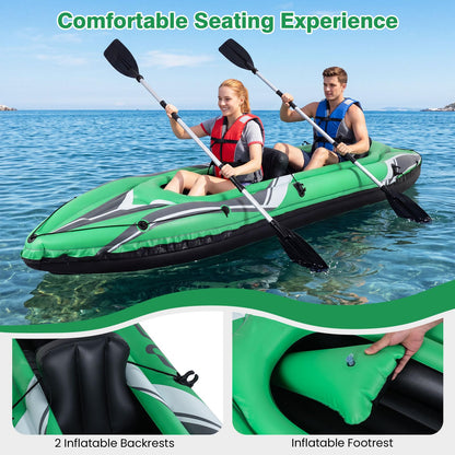 2 Person Inflatable Kayak, Portable Sit in Canoe with Removable Seats, Aluminum Paddles and Pump, Blow up Boat Set