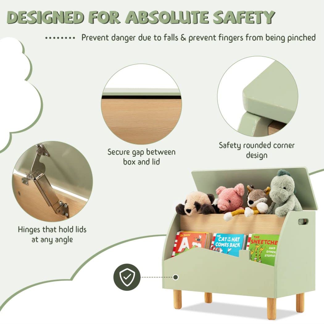 Giantex Wooden Toy Box Kids Storage Chest with Flip-top Lid Multifunctional Children's Organizer