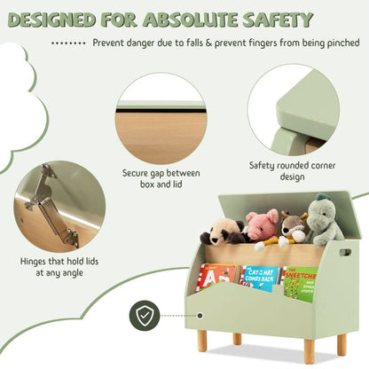 Giantex Wooden Toy Box Kids Storage Chest with Flip-top Lid Multifunctional Children's Organizer