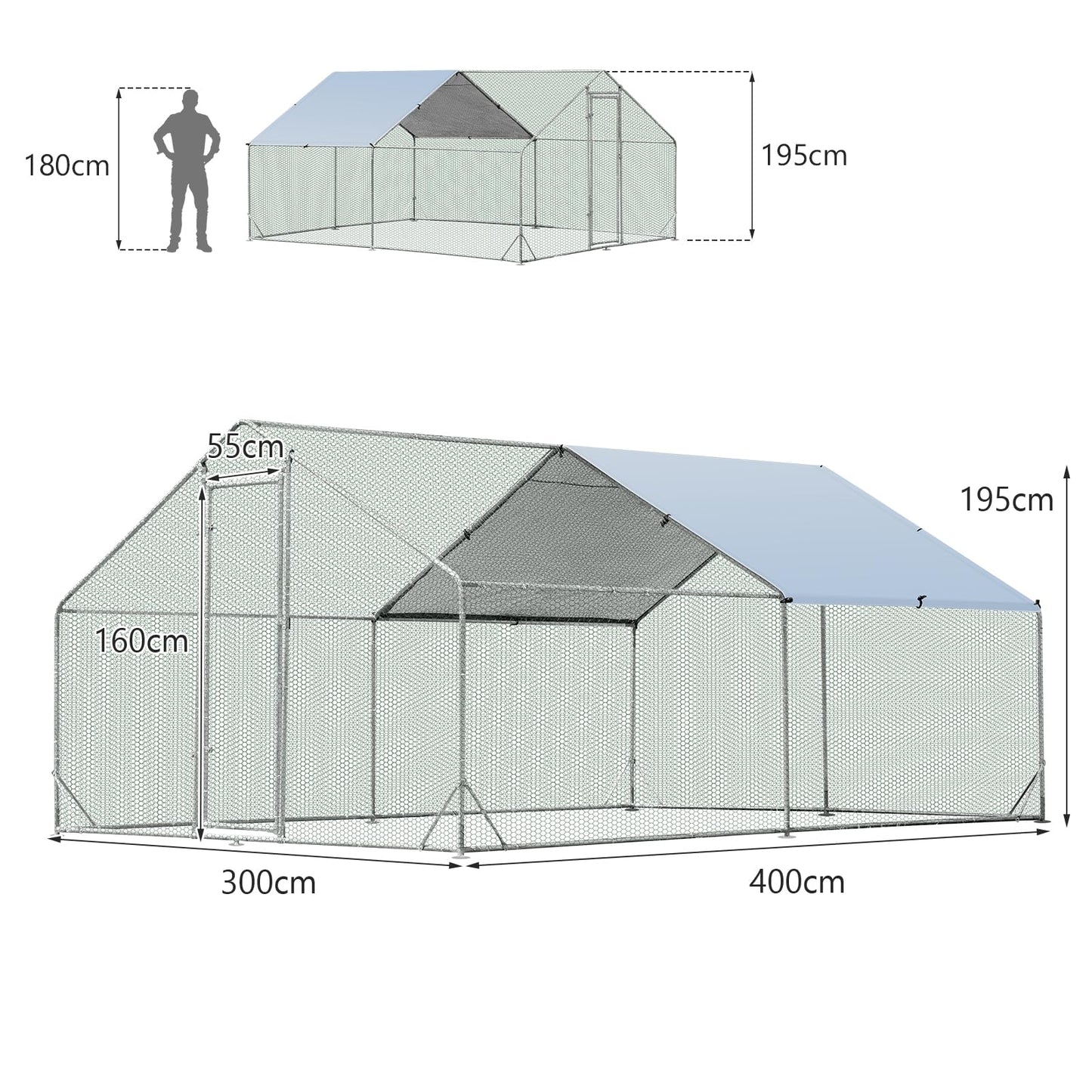 Large Spire Shaped Chicken Coop with Sun Protective Cover