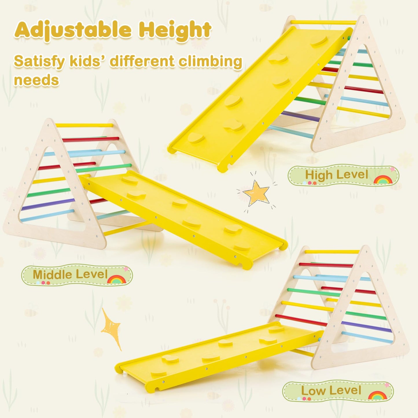 6-in-1 Set of 5 Toddler Triangle Climber for Sliding and Climbing