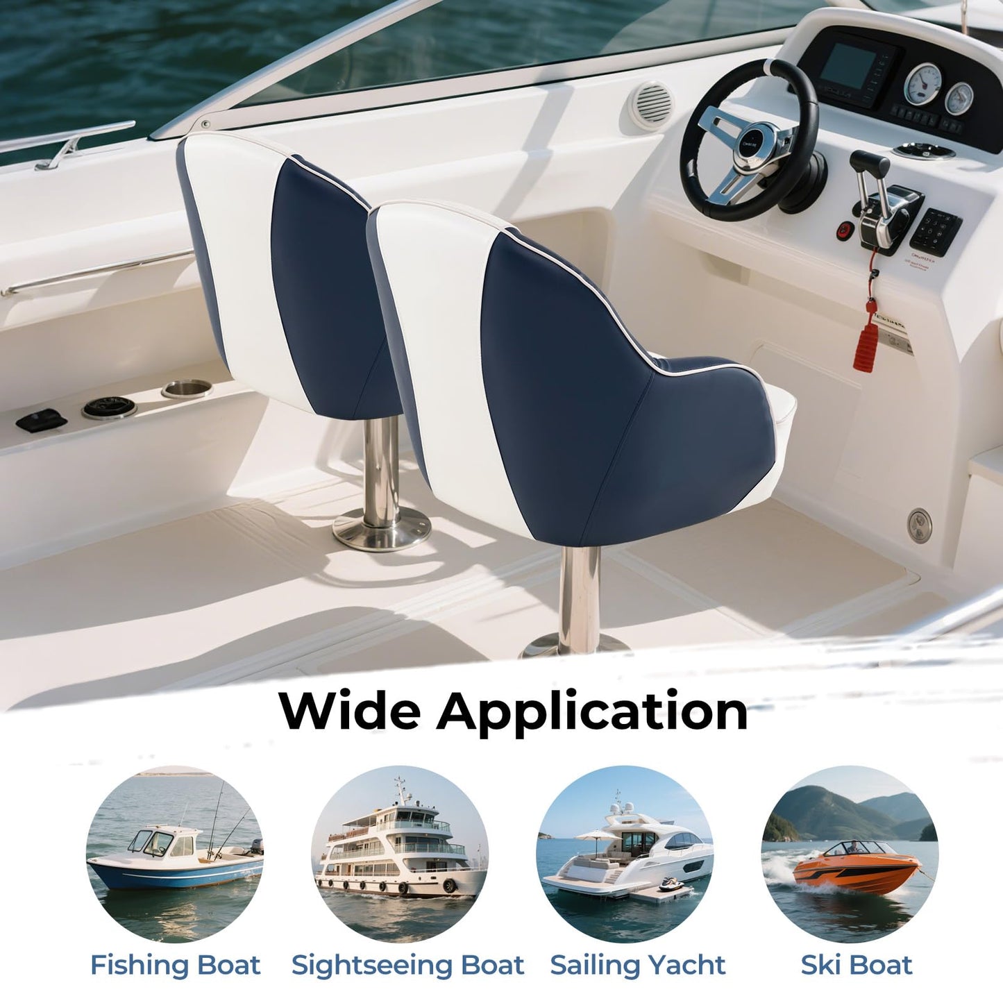 Pontoon Boat Chair with Thickened Sponge Padding