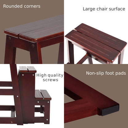 Folding 3 tier Step Stool Wooden Folding Stepladder Shelf