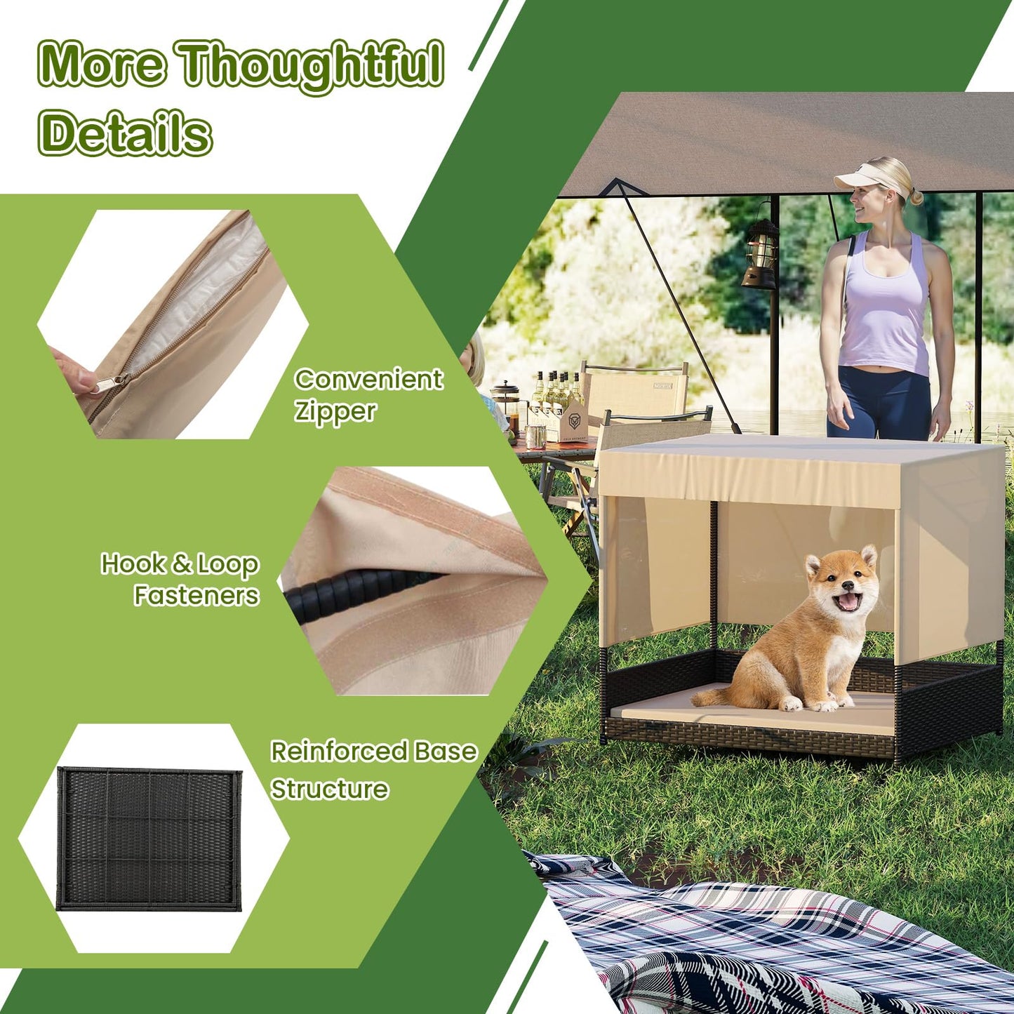 Elevated Wicker Dog House for Small to Medium Breeds