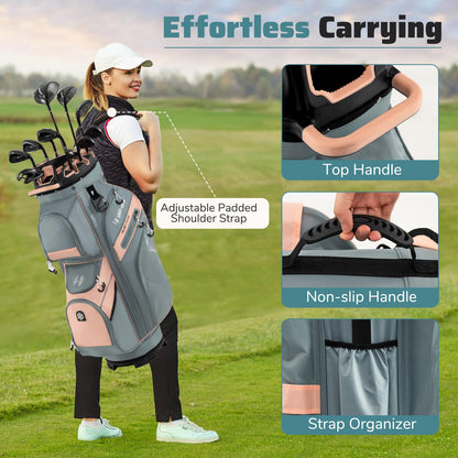 Golf Cart Bag Molded Lock Top Golf Bag with 14-Way Full Length Dividers