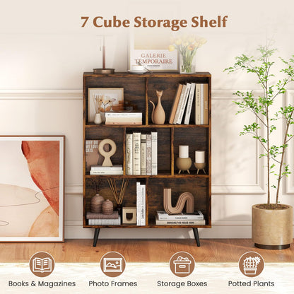 Bookcase 80/100/120/140 CM Storage Organizer with 4/5/5/5 Tapered Metal Legs