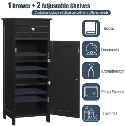 Floor Standing Wooden Cupboard with Single Door and Drawer